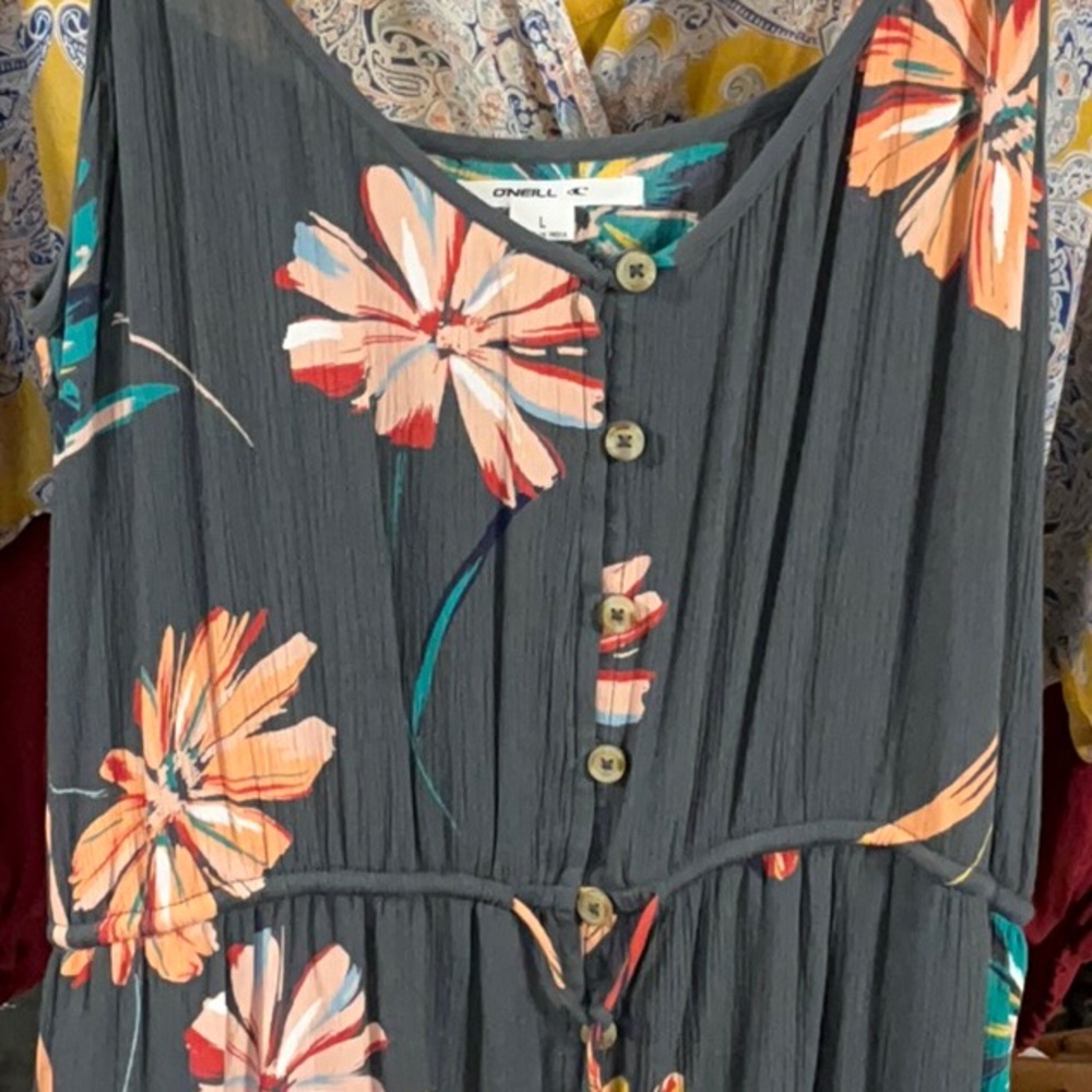 O'Neill Charcoal Floral Midi Dress